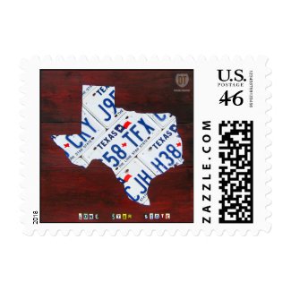 Texas License Plate Map Stamps