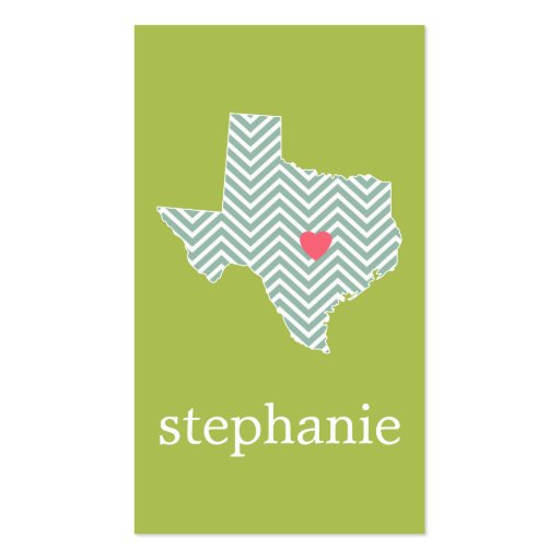 Texas Love with Custom Heart and Family Name Business Card (front side)