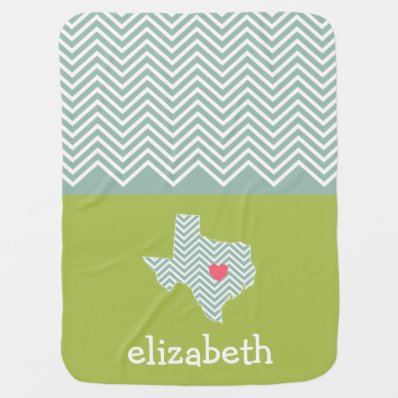 Texas Love with Custom Heart and Family Name Stroller Blanket