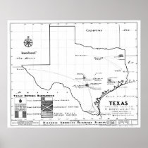 Texas Map, 1933 Print