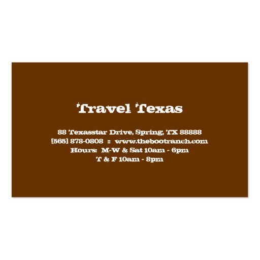 Texas Map Business Card Star Metal (back side)