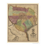Texas Map By Stephen Austin 1837 Poster
