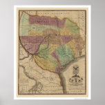 Texas Map By Stephen Austin 1837 Poster