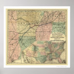 Texas & Northeastern Railroad Map 1872 Poster