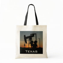 Texas Oil Pump Silhouette at Sunset Tote Bag