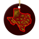 Texas Scribbleprint Art Christmas Tree Ornaments