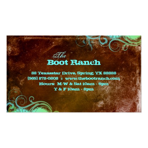 Texas Star Business Card Brown Blue Jewelry (back side)