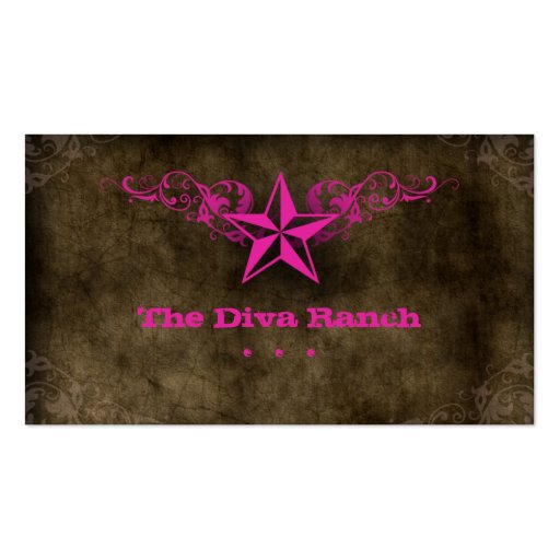 Texas Star Business Card Brown Suede Hot Pink