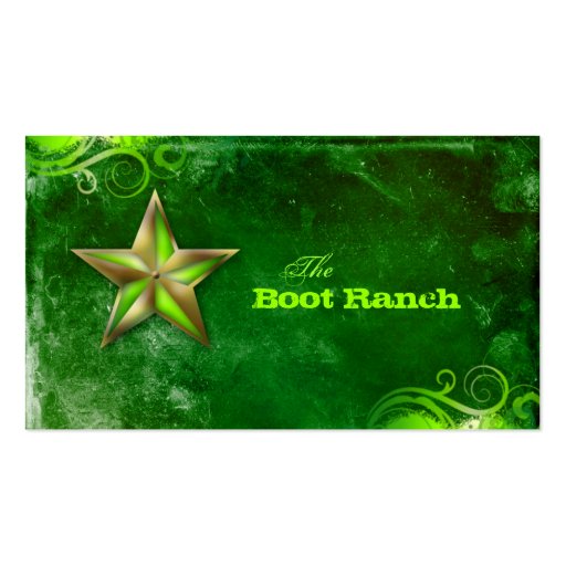 Texas Star Business Card Flourescent Green Gold (front side)
