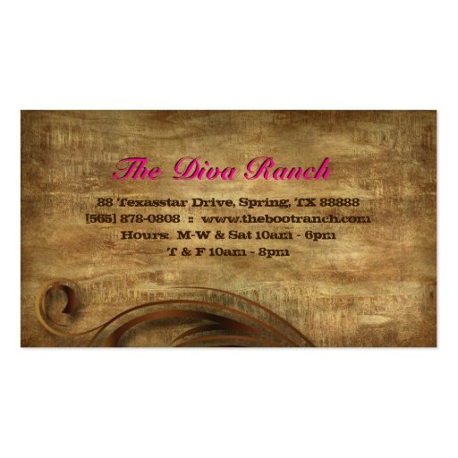 Texas Star Business Card Suede Pink Swirls (back side)