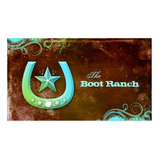 Texas Star Horseshoe Business Card Brown Blue (front side)