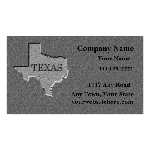 Texas State Business card  carved stone look (front side)