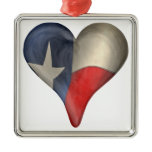 Texas State Flag In A Heart Ornament