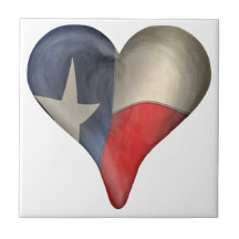 Texas State Flag In A Heart Tile