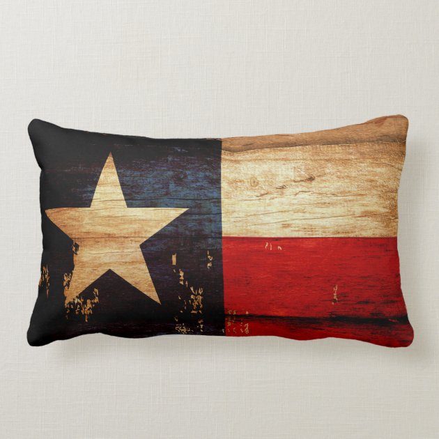 Texas State Flag in Rustic Wooden Grunge Look Pillows