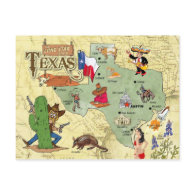 Texas State Map Postcard