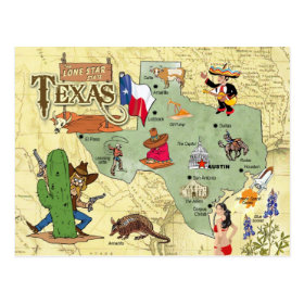 Texas State Map Postcard