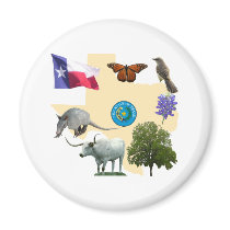 Texas State Symbols Refrigerator Magnet