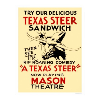 Texas Steer Sandwich 1938 WPA Poster by lc_wpa