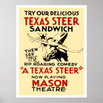 Texas Steer Sandwich 1938 WPA Poster