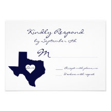 Texas Theme Navy Wedding RSVP Cards