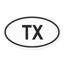 Texas "TX" Oval Stickers