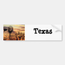 Texas windmill sunset bumper stickers
