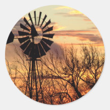 Texas windmill sunset sticker