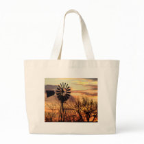 Texas windmill sunset tote bags