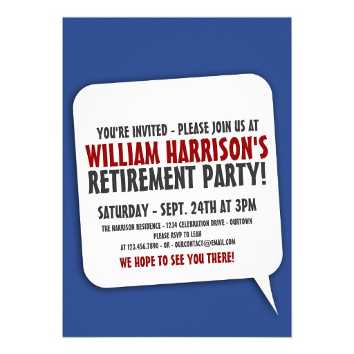 Text Bubble Retirement Party Invitation