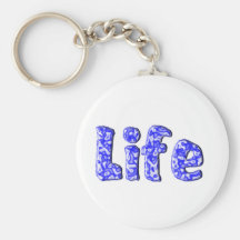 Text - Life, blue, texture liquid Keychain