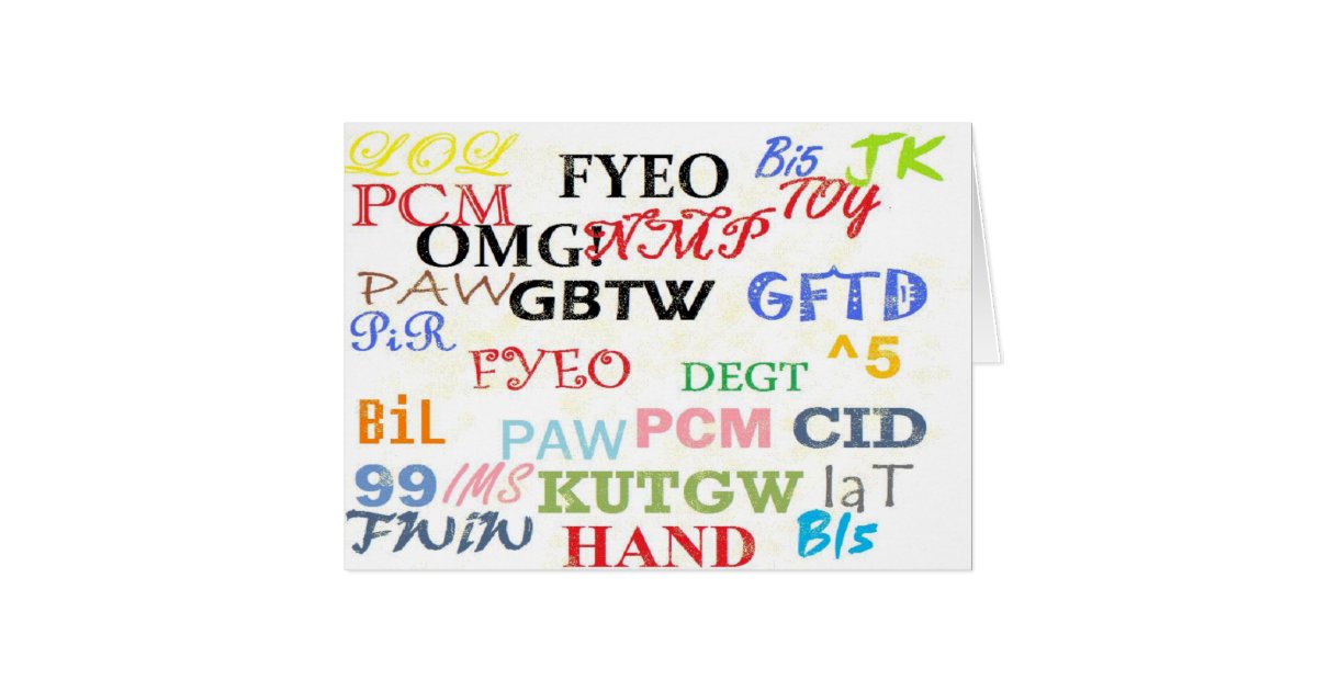 Text Lingo Abbreviations Card Zazzle