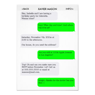 text message invitations amp announcements zazzle party invitation text message