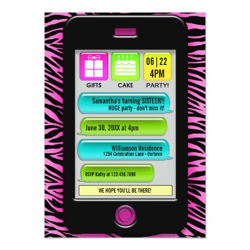text message sweet 16 party invitations zazzle party invitation text message