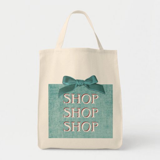 Text Template - Aqua Chenille Fabric Grocery Tote Bag