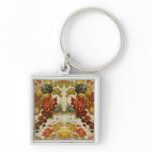 Textile with a repeating floral pattern key chain