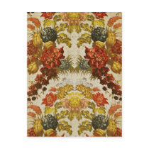 Textile with a repeating floral pattern postcard