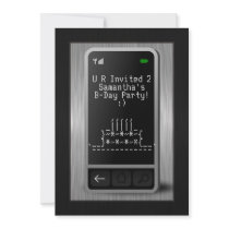 Texting Cell Phone Teen Birthday Party Invitations