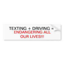 Texting   Driving = Danger Bumper Sticker