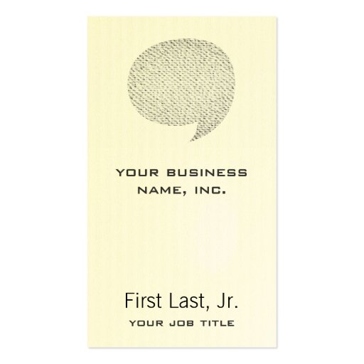 Texture Style Comic Speech Bubble Business Card Templates (front side)