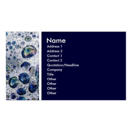 Texture Tone (Soap Suds) - Navy Blue Business Card Templates (front side)