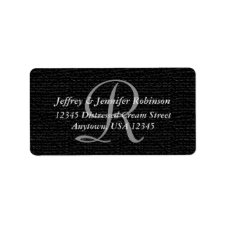 Textured Black Return Address Label Monogram