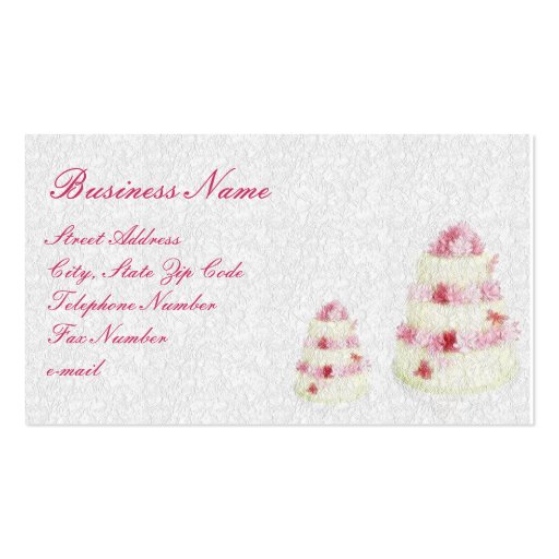 Textured Cake with Pink Text Business Card