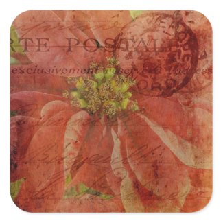 Textured Christmas Poinsettia with Postmark Sticker