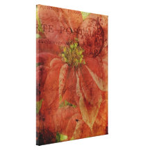 Textured Christmas Poinsettia Wrapped Canvas Canvas Prints