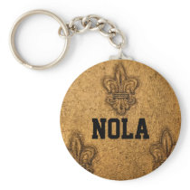 Textured Classic Fleur-de-Lis Design Key Chains