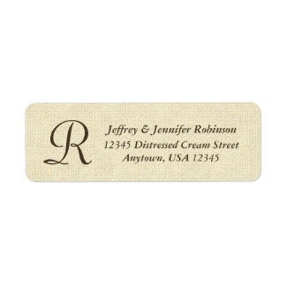 Textured Cream Name and Address Label Monogram