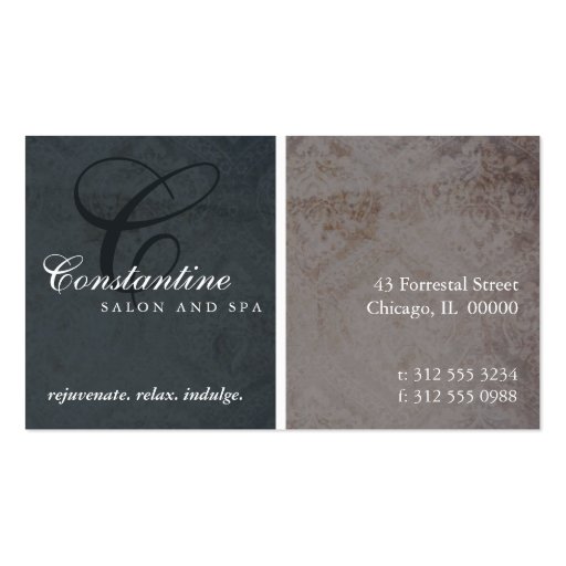 Textured Damask Monogram Appointment Card Business Card Template (front side)