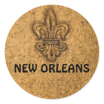 Textured French Fleur de Lis Round Stickers