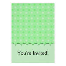 Textured Green Dots Pattern Custom Invitations